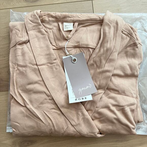 NWT Goumi Kids Mom Sandstone Womens Robe XL/XXL Bamboo Organic Cotton Tan Pocket - Picture 3 of 4